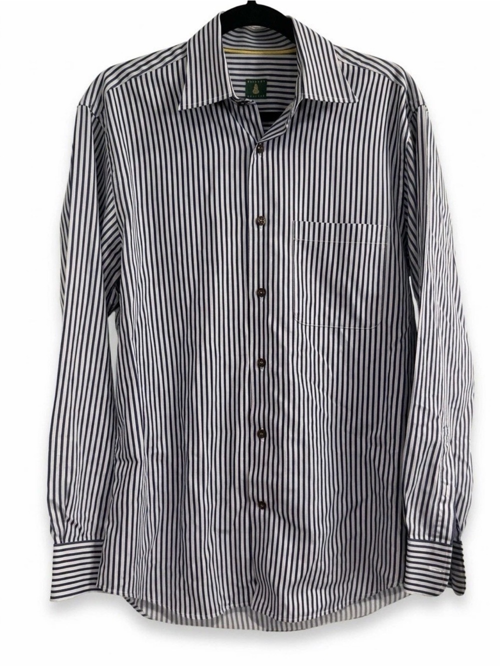 Robert Talbott Men's Medium Blue White Striped Long Sleeve Button Down Shirt M